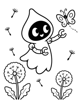 Free printable Cute Flatwoods Monster And Butterfly coloring page
