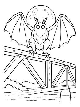 Free printable Cute Mothman On A Bridge coloring page
