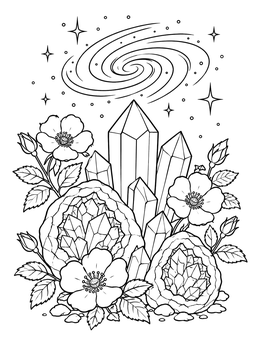 Free printable Crystal Geodes And Cosmic Galaxy coloring page