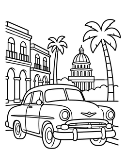 Free printable Classic Vintage Car In Havana coloring page