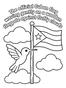 Free printable Cuban Flag And Flying Hummingbird coloring page