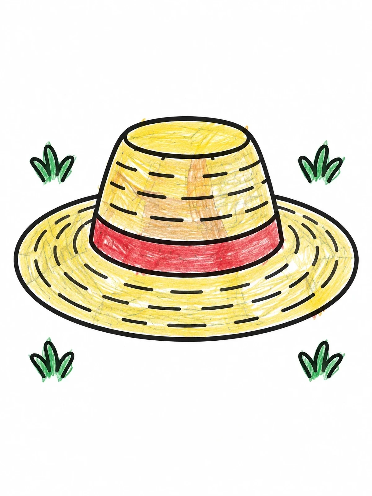 Colored example of the Traditional Cuban Guajiro Straw Hat coloring page