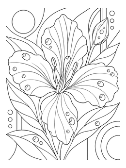 Free printable Cuban Mariposa Flower With Dewdrops coloring page