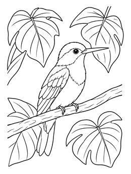 Free printable Cuban Tody On A Tropical Branch coloring page