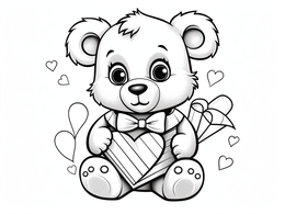 Free printable Cuddly Valentine's Teddy Bear coloring page