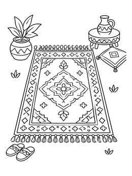 Free printable Cozy Patterned Rug And Decor coloring page
