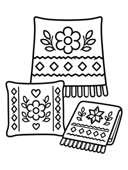 Free printable Embroidered Folk Pillows And Blanket coloring page