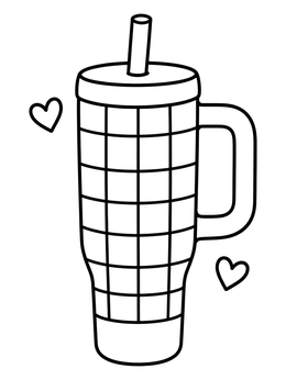 Free printable Checkered Tumbler With Straw coloring page