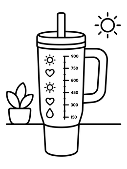 Free printable Travel Tumbler With Measurement Markers coloring page