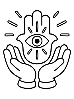 Free printable Cupped Hands Holding Hamsa Amulet coloring page