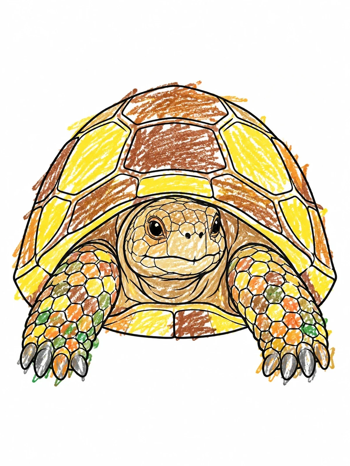 Colored example of the Curious Desert Tortoise Peeking Out coloring page