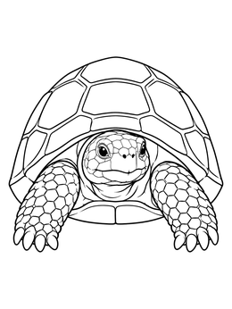 Free printable Curious Desert Tortoise Peeking Out coloring page