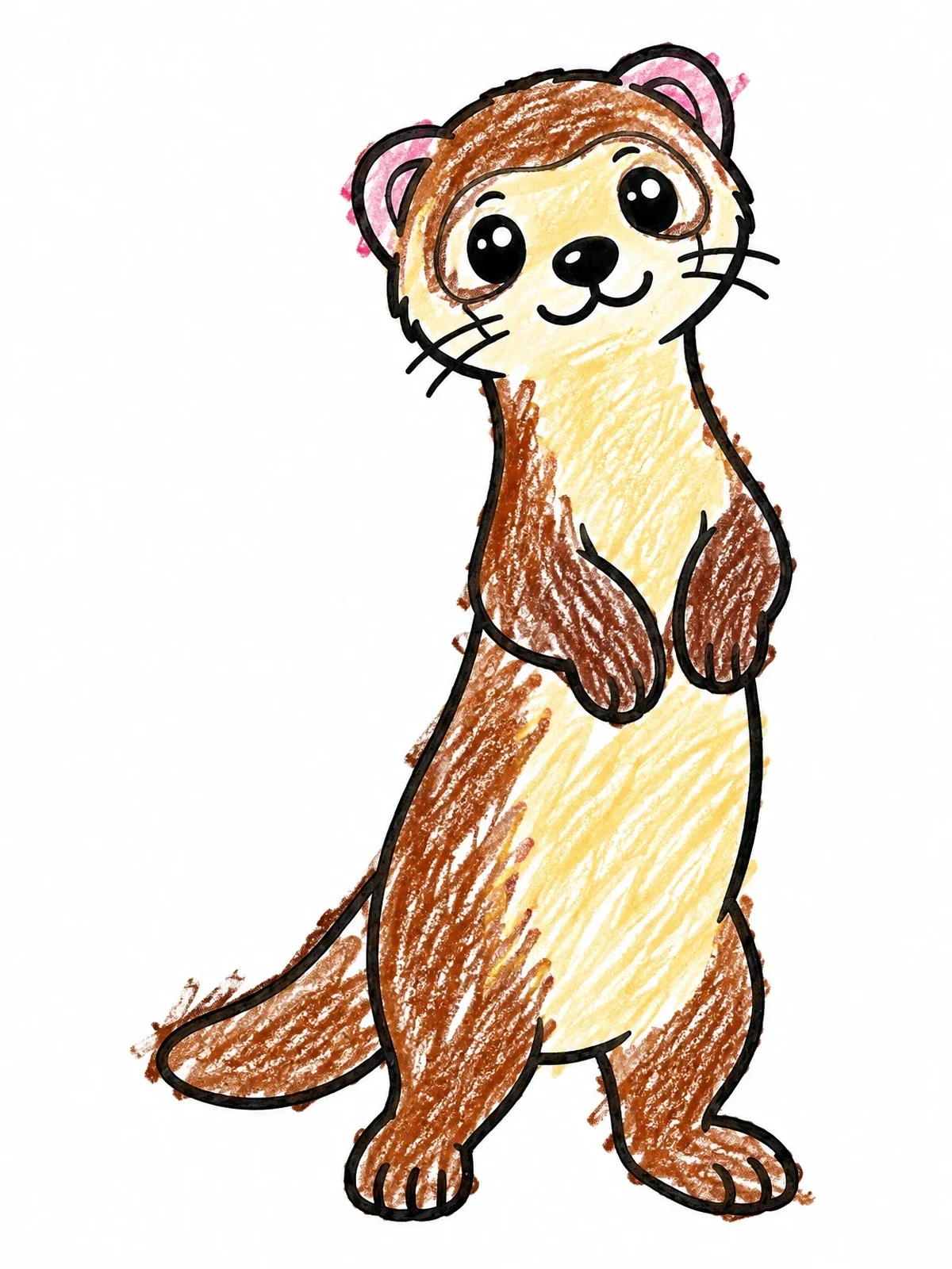 Colored example of the Curious Ferret Standing Up coloring page