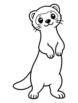 Free printable Curious Ferret Standing Up coloring page