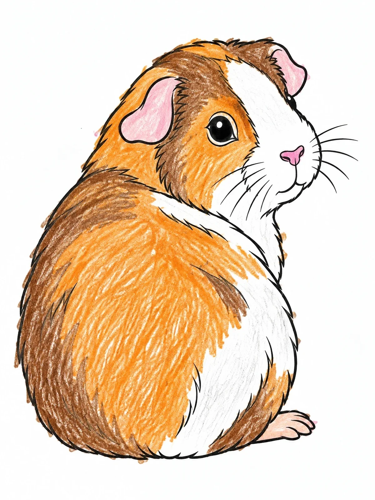 Colored example of the Curious Guinea Pig Looking Back coloring page