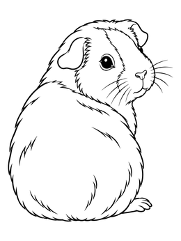 Free printable Curious Guinea Pig Looking Back coloring page