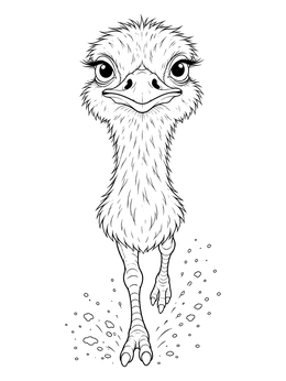 A close-up view of a running bird in this ostrich coloring page.