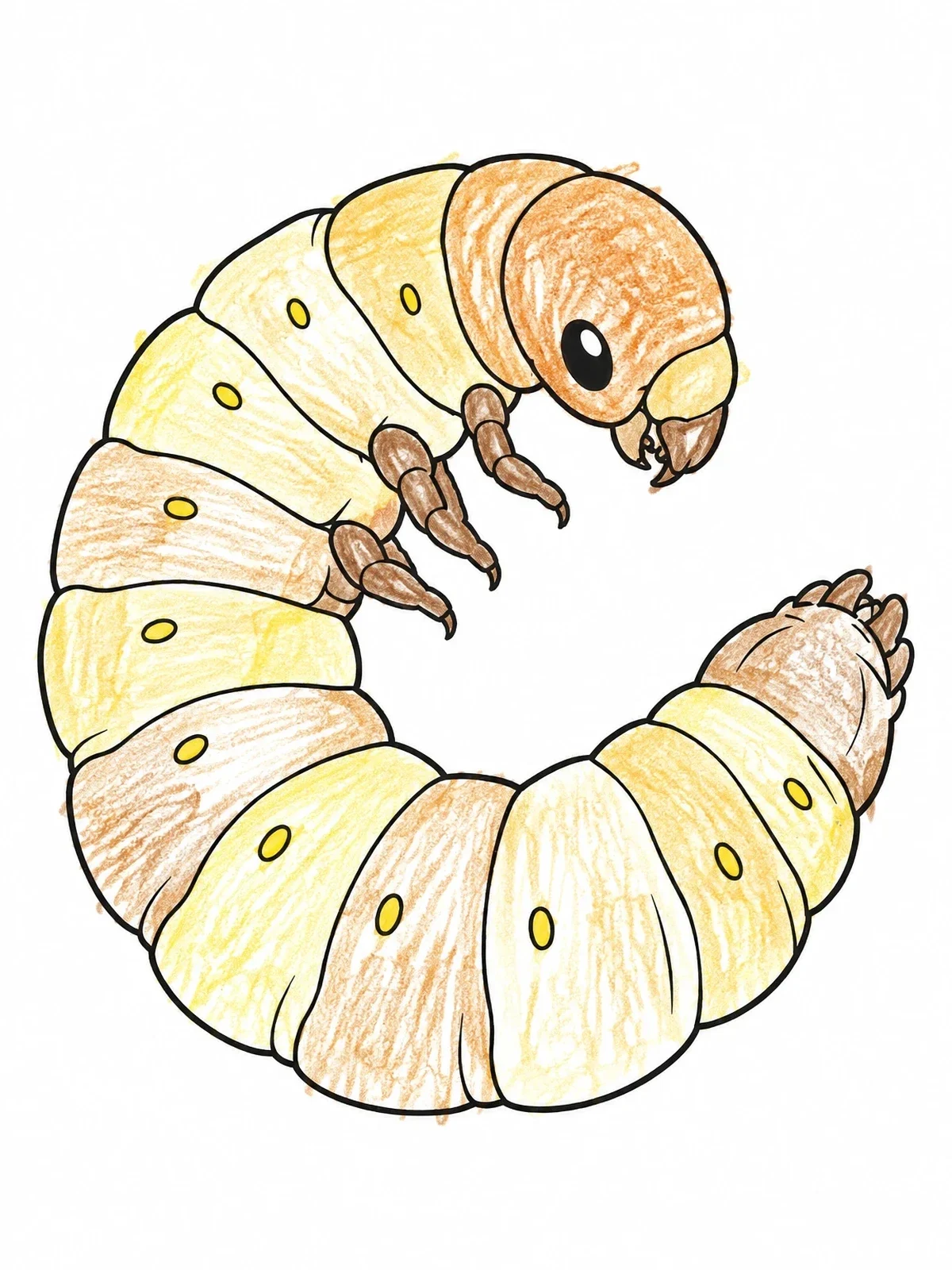 Colored example of the Curled Beetle Larva coloring page