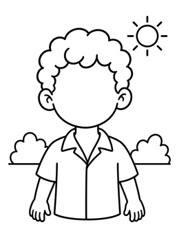 Free printable Curly Hair Boy Blank Face Template coloring page