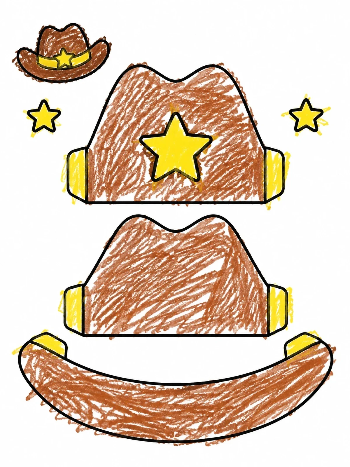 Colored example of the Paper Cowboy Hat Craft Template coloring page