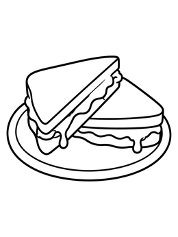 Free printable Cut Sandwich On A Plate coloring page