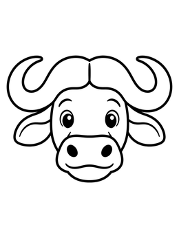 Free printable Cute African Buffalo Face Portrait coloring page