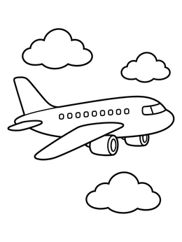 Free printable Cute Airplane In The Sky coloring page