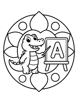 Free printable Cute Alligator Teacher With Letter A coloring page