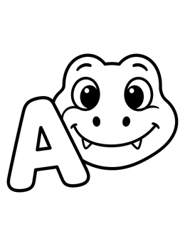 Free printable Cute Alligator With Letter A coloring page