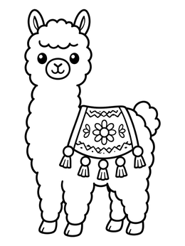 Free printable Cute Alpaca With Decorative Blanket coloring page