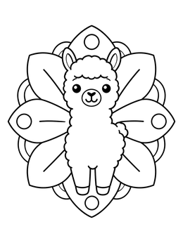 Free printable Cute Alpaca With Floral Mandala coloring page