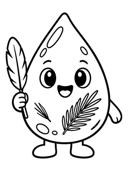Free printable Cute Amber Drop With Feather coloring page