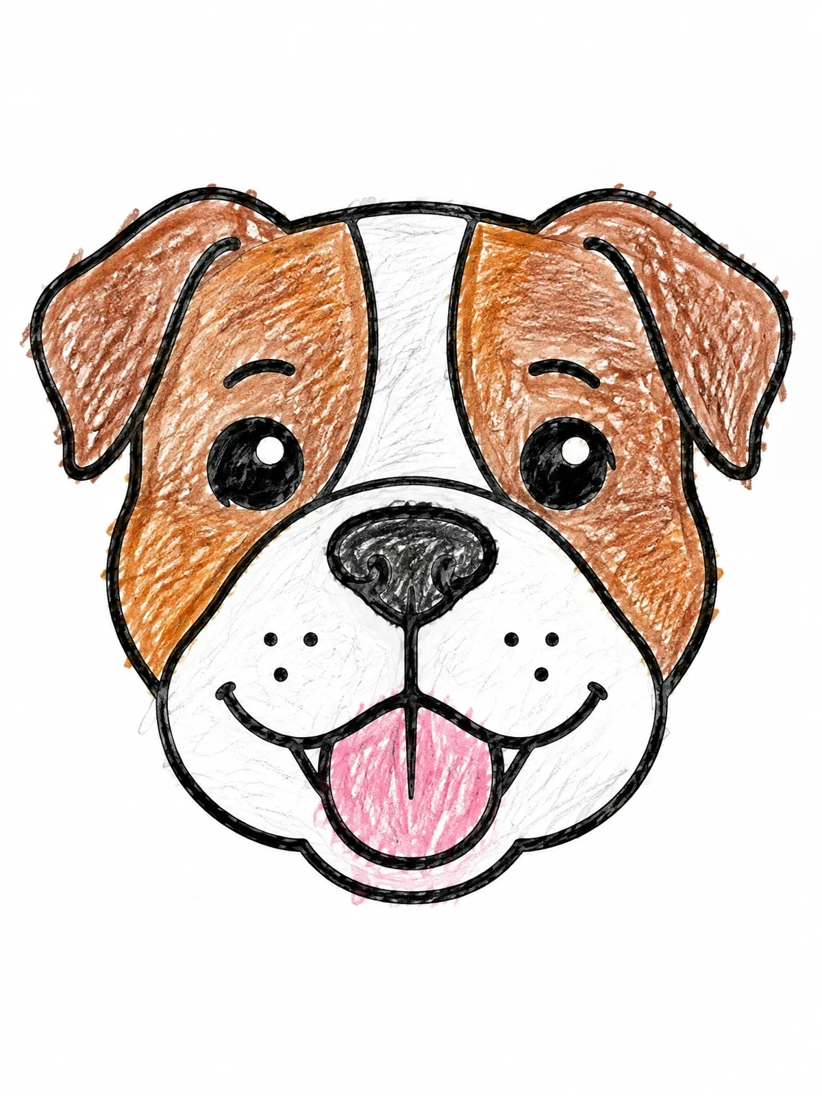 Colored example of the Cute American Bulldog Puppy Face coloring page