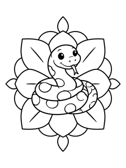 Free printable Cute Anaconda In Flower Mandala coloring page