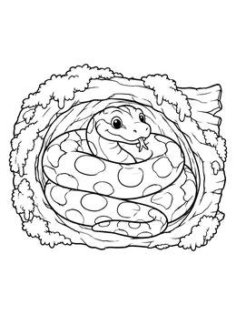 Free printable Cozy Anaconda In A Hollow Tree coloring page