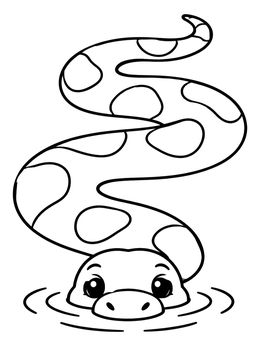 Free printable Cute Anaconda In The Water coloring page