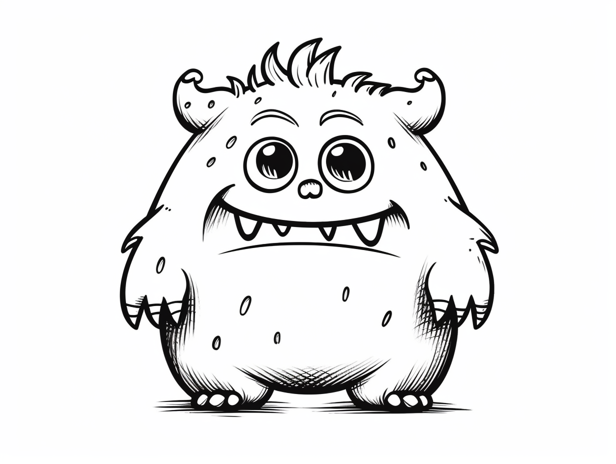 Cute And Cool Monster Coloring - Coloring Page