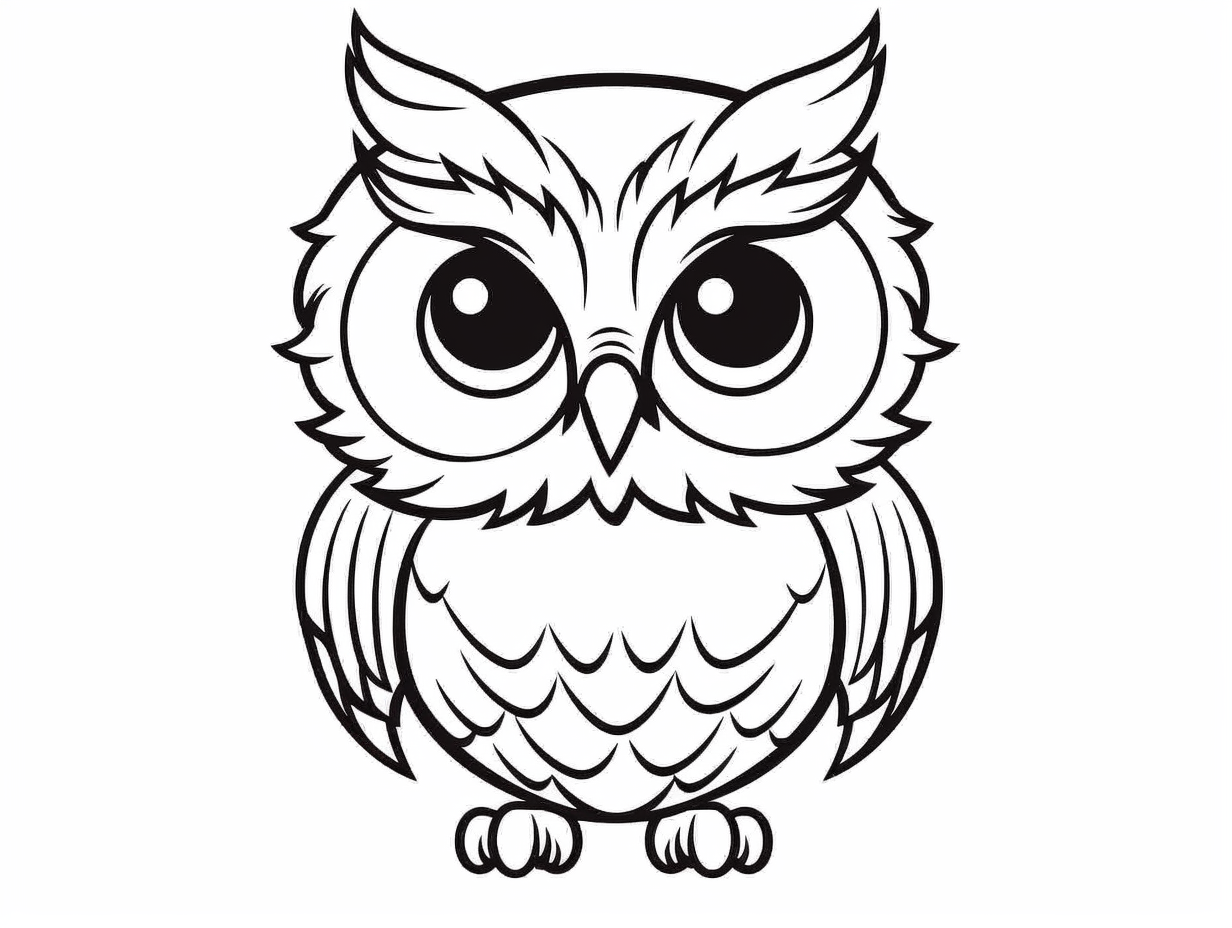 Cute And Easy Elf Owl Drawing - Coloring Page