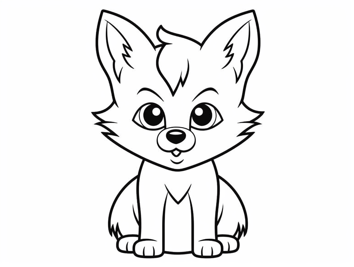 Cute And Fierce Wolf Coloring - Coloring Page