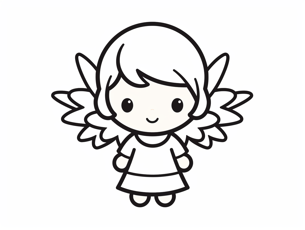 Cute Angel Coloring For Kids - Coloring Page