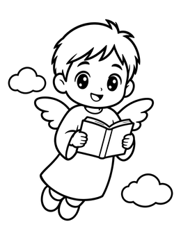 Free printable Cute Angel Reading A Book coloring page