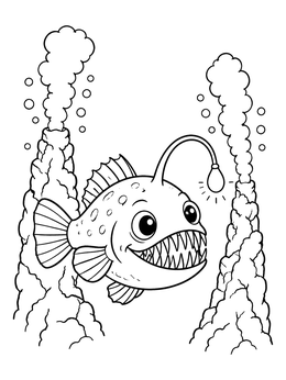 Free printable Cute Anglerfish Near Deep Sea Vents coloring page