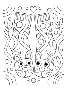 Cute Animal Face Patterned Socks coloring page
