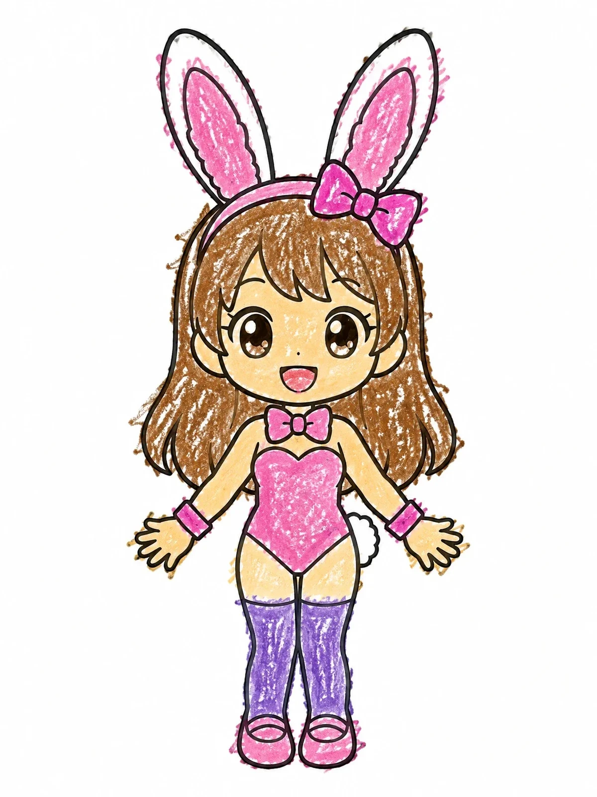 Colored example of the Cute Anime Bunny Girl With Headband coloring page