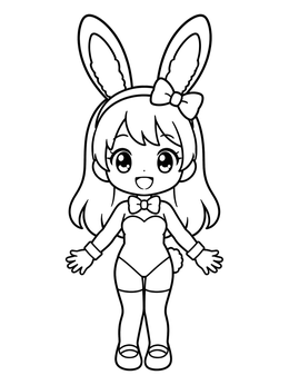 Free printable Cute Anime Bunny Girl With Headband coloring page