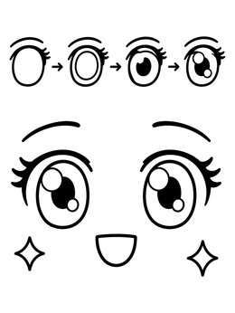 Free printable Cute Anime Eyes Drawing Guide coloring page