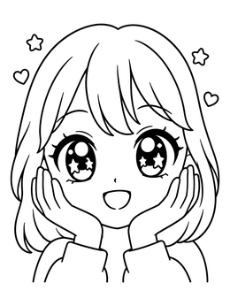Free printable Cute Anime Girl With Starry Eyes coloring page