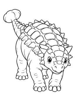 Free printable Cute Ankylosaurus Walking Forward coloring page