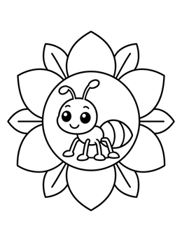Free printable Cute Ant On Flower Mandala coloring page