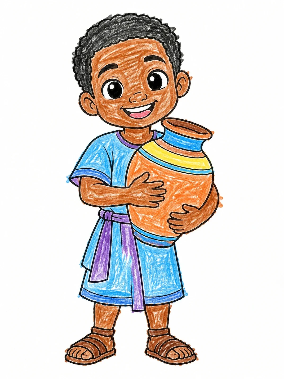 Colored example of the Cute Cartoon Aquarius Water Bearer Boy coloring page